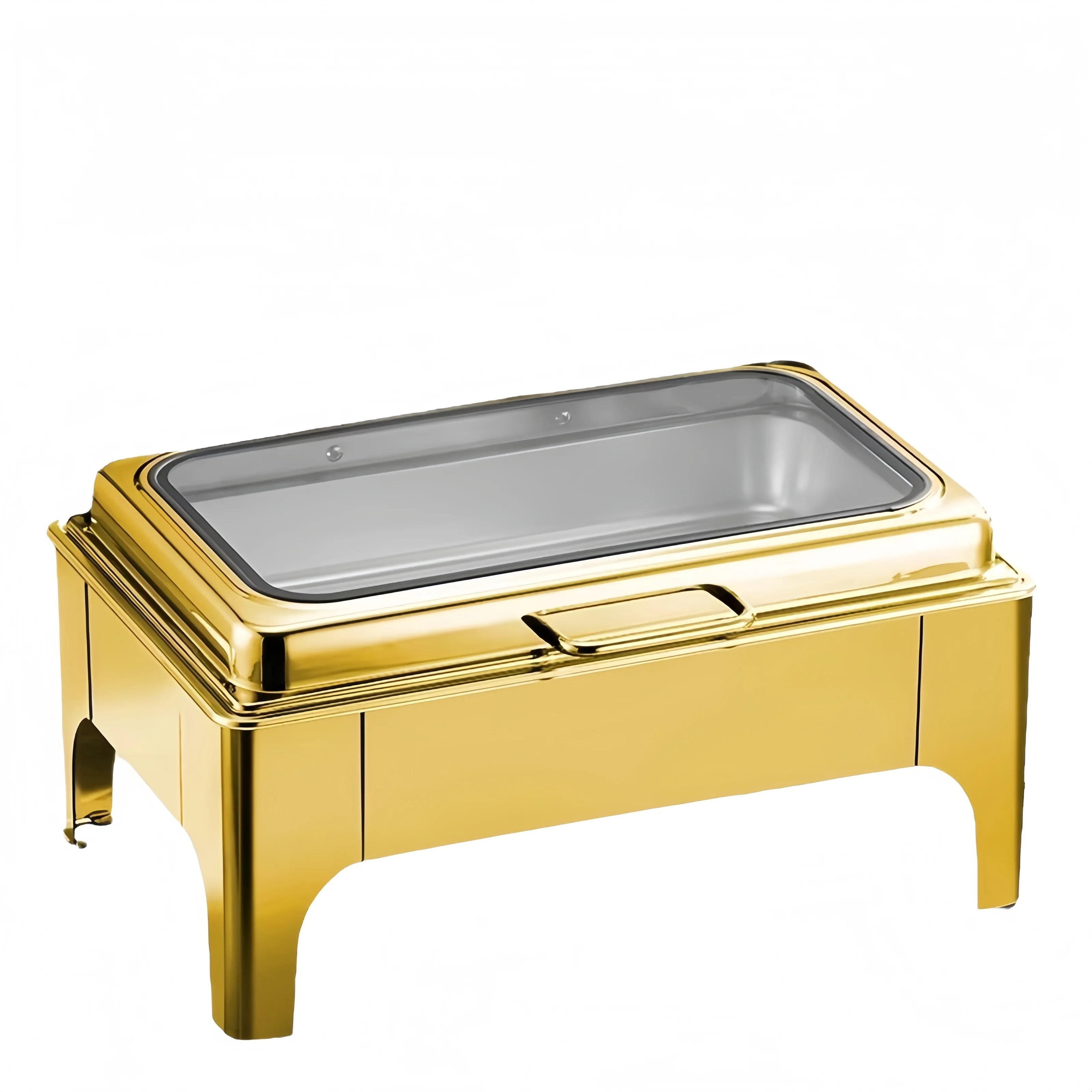 Stainless Steel  Restaurant Hotel Wedding Chafing Dish Gas Fuel Heating Buffet Server 9L Capacity Gold Color