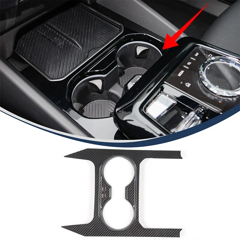 For BMW 5 Series G60 2024 Center Console Real Carbon Fiber Car Water Cup Holder Frame Cover Trim Sticker Car Accessories