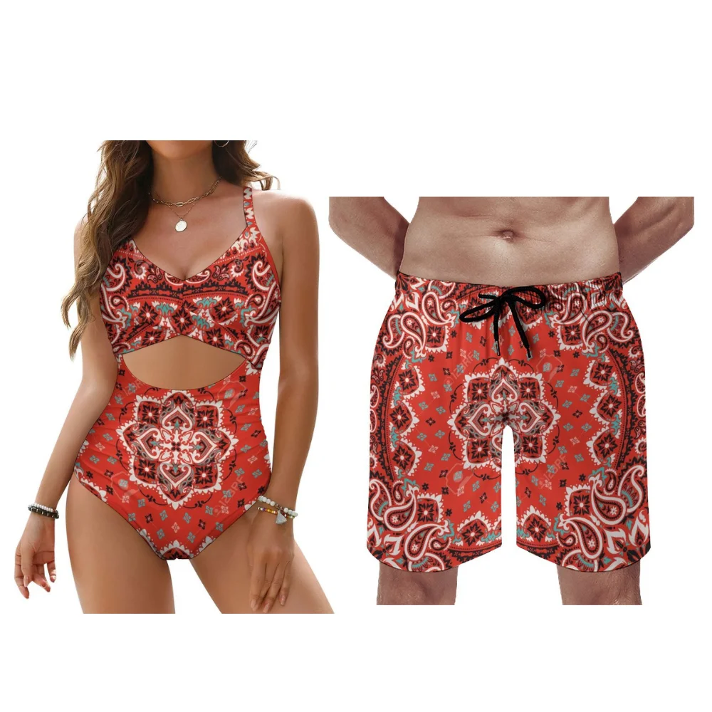 Bandana personnalisé plage Couple tenues femmes une pièce maillots de bain hommes maillot de bain essentiel pour une vacances