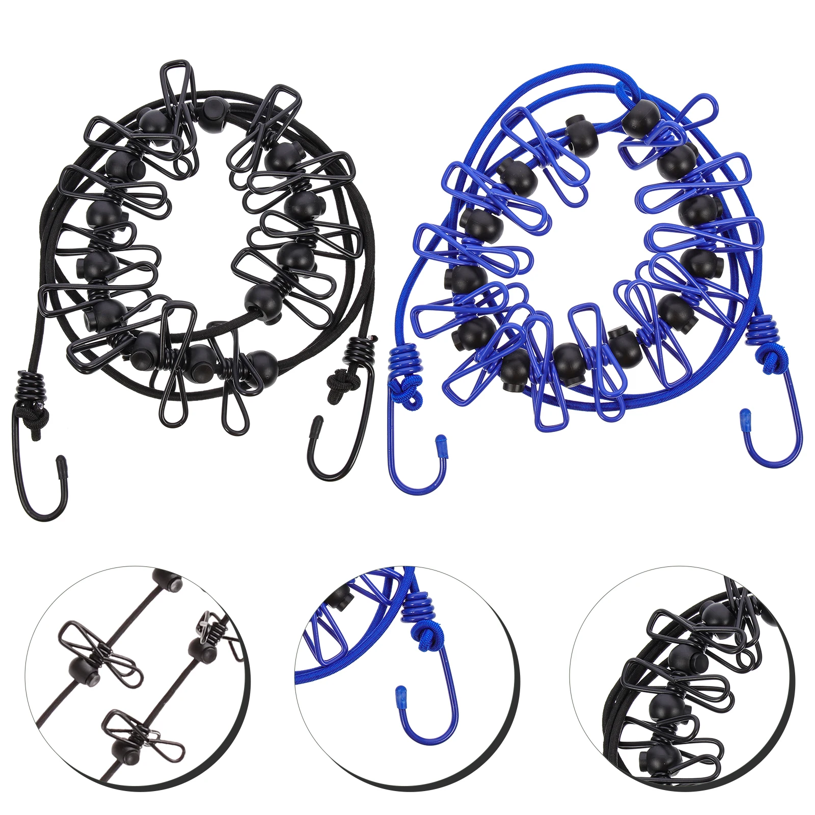 

2pcs Windproof Clotheslines For Outdoor Camping Elastic Drying Ropes Portable Travel Clothes Line Anti-Slip Nylon Clothesline
