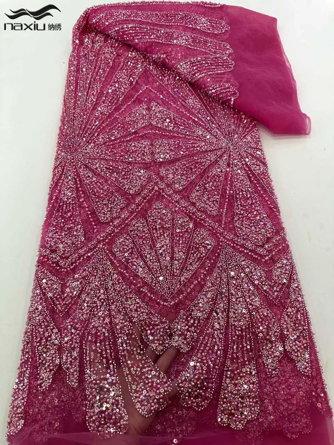 

Ткань с вышивкой пайетками Madison Heavy Sequins, кружевная ткань для свадебных платьев, ткань для рукоделия, ручная вышивка бисером, высококачественная сетчатая ткань.