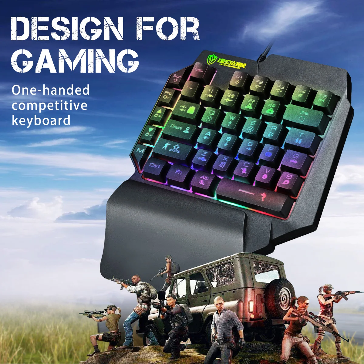 

Колпачки для клавиш, игровой мини-радиовой контроллер RGB для одной руки для ПК, PS4, Xbox Gamer, одна клавиатура, набор мышей, аксессуары для ПК