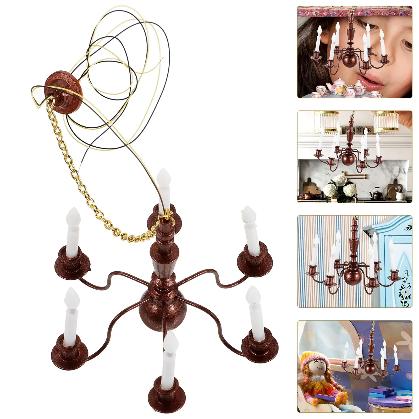 

Tiny Luminous Hanging Lamp Mini Ceiling Light for Sand Table DIY Decor Micro Landscaping Scene Mini House Accessory Simulation