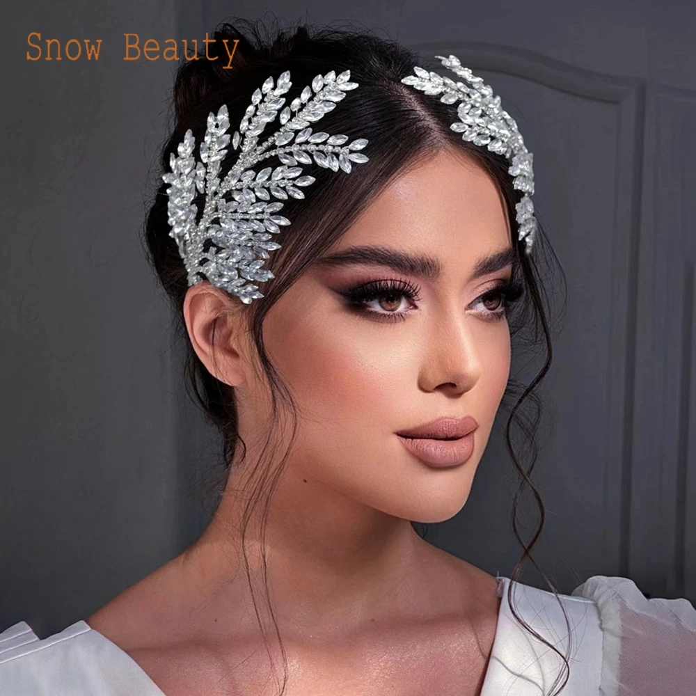 DZ110 Luxury Wedding Tiaras Bridal Headband Rhinestone Drop Queen Headpiece Women Hair Jewelry Party Stage Show Hair Accessory