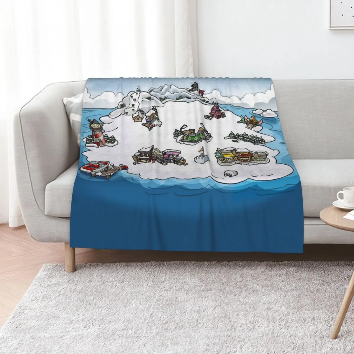 

Club Penguin Map Throw Blanket For Decorative Sofa Thin Soft Beds Shaggy Blankets