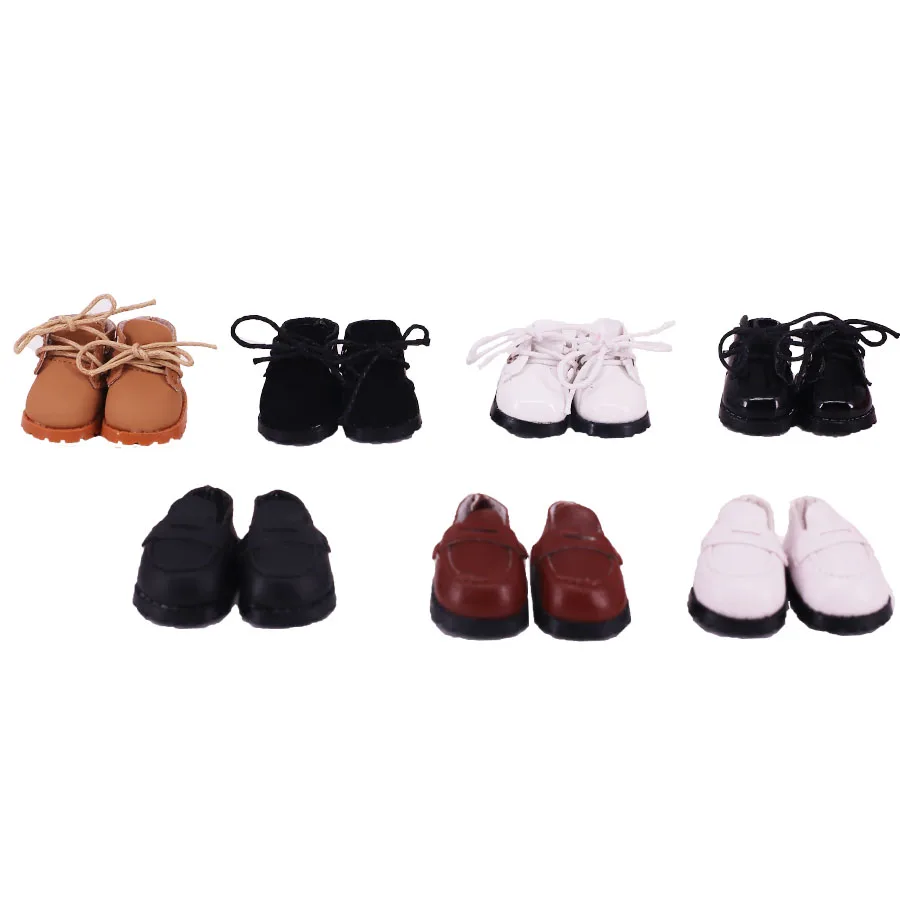 Sapatos de boneca de 4cm, adequados para boneca bjd de 17cm, acessórios, sapatos de lona, sapatos de couro, botas, presente para crianças