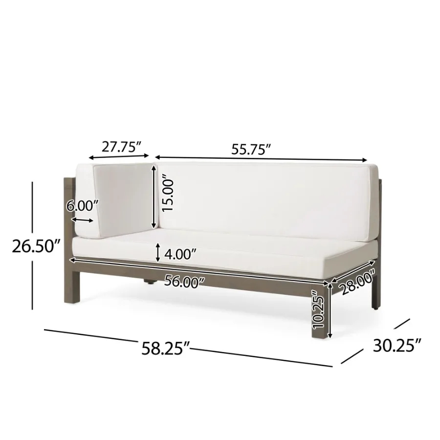 مقعد زاوية BRAVA XBACK مع طاولة قهوة بيضاء #5