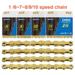 Bicycle Chains 1/8/9/10/11/12 Speed Chain Variable Speed Mountain MTB Road Bike Anti-rust Chains Gold Cycling Accessories