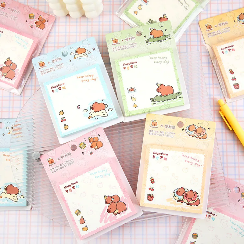 4 pcs/lot Happy Capybara Memo Pad N Times Sticky Notes To Do List Planner Sticker Cute Stationery Deco Art Supplies Gift