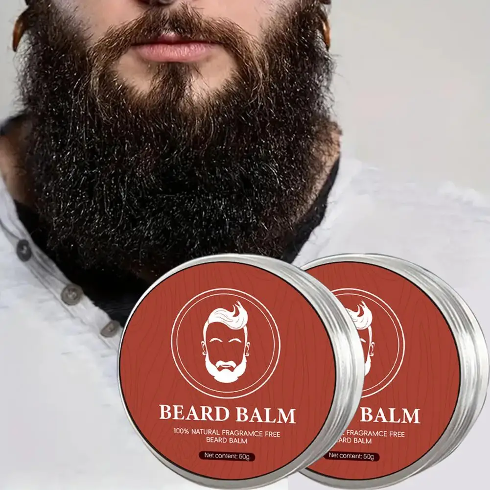 Beard Balm for Men 50g Plant Extracts Beard Cream Softens Strengthens Beard Moisturizes Skin Beards Care Essential Oils