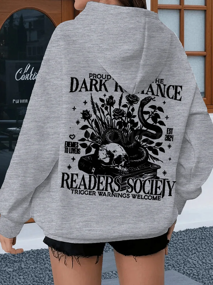 

Dark Romance Readers Society Print Hoodies Women Men Vintage Snake And Books Pattern Streetwear Bookishness Unisex Hoodie Gifts
