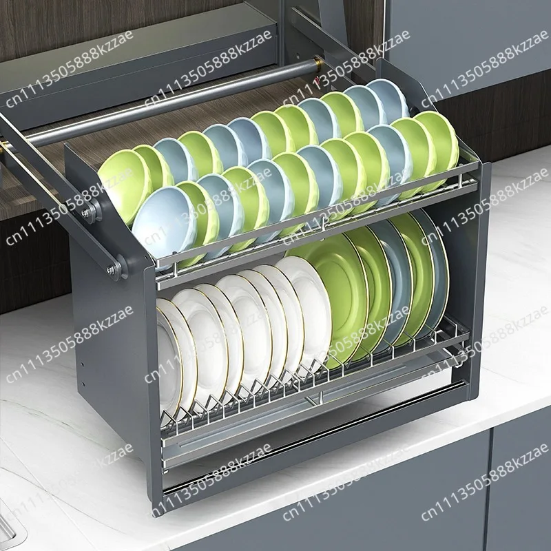 For AngelParticle Smart Pull-Down Dish Rack – Touch Switch Operated, Electric Cabinet Organizer for Upper Kitchen Storage (TSWB)