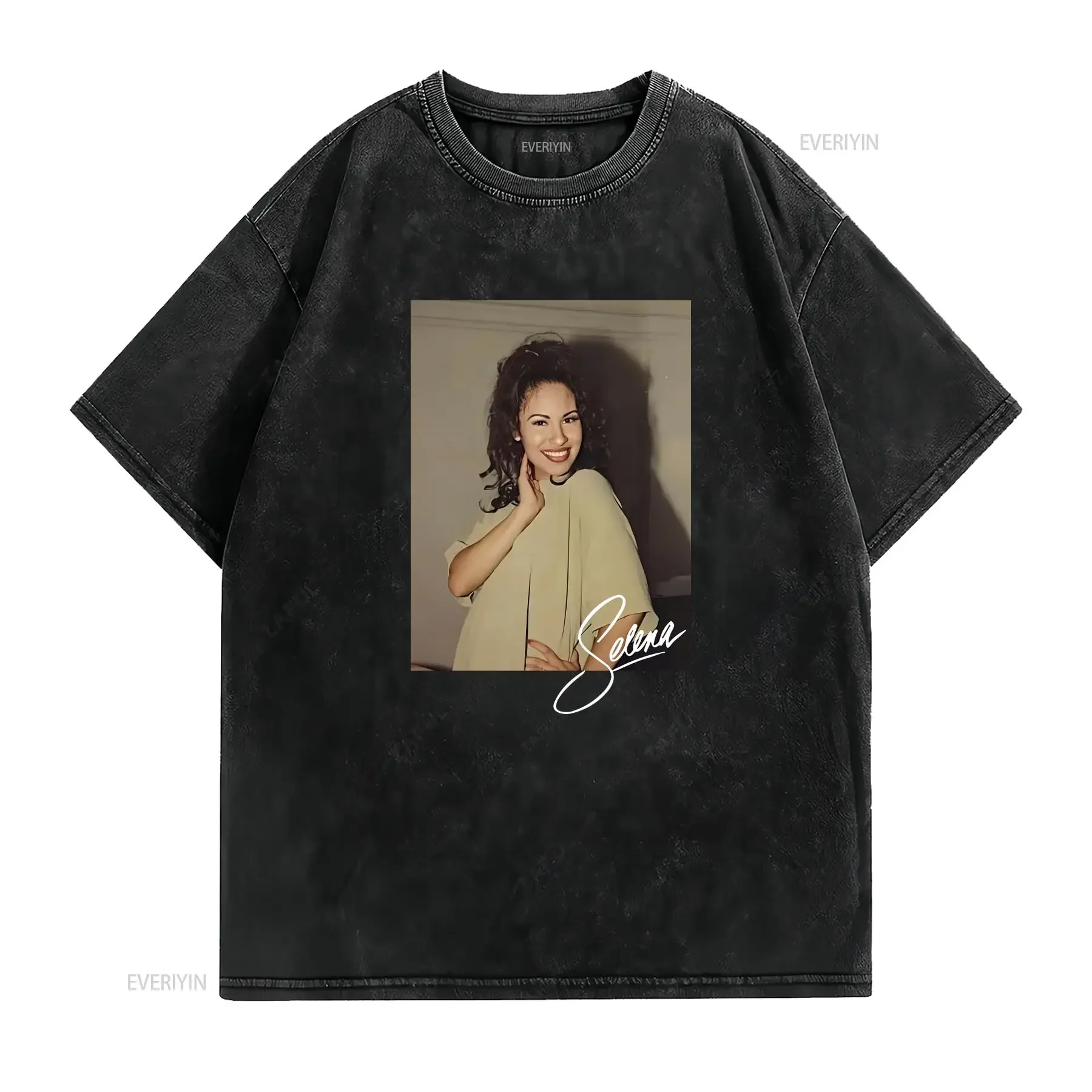 Selena Quintanilla T Shirt Black Funny  vintage Washed designer clothes Casual Soft Stretched Unisex Versatile Comfortable