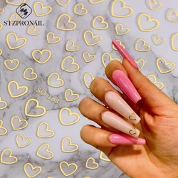 3D Coração Vazio Adesivo para Nail Art Decoração, Ouro Amor Slider, Acessório Holográfico Manicure, Wrap Abastecimento SLSO