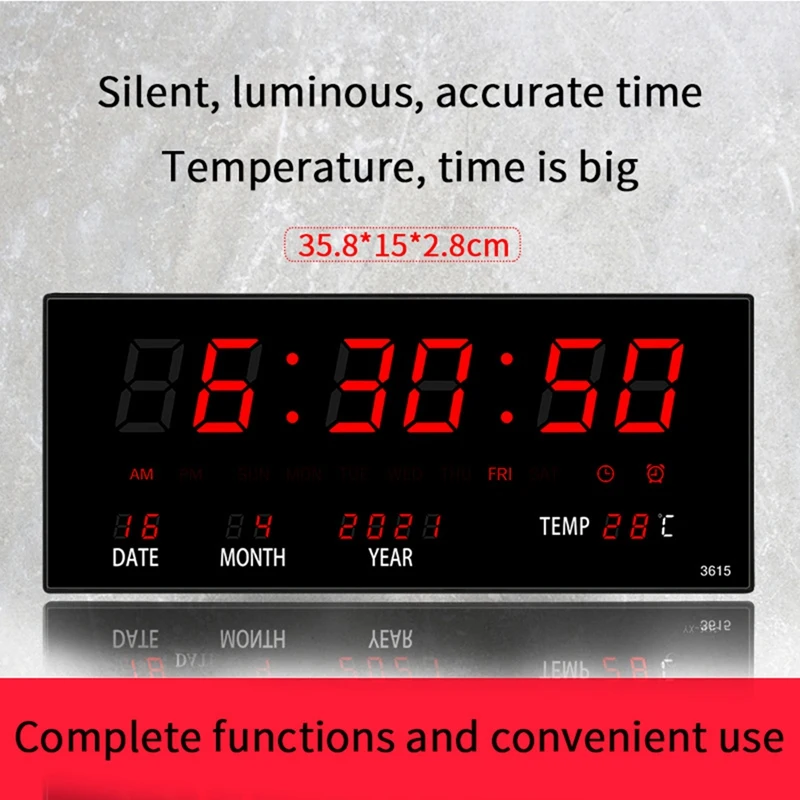 SEWS-LED Perpetual Calendar Electronic Clock Digital Wall Clock Alarm Hourly Chiming Temperature Table Clocks Home Office