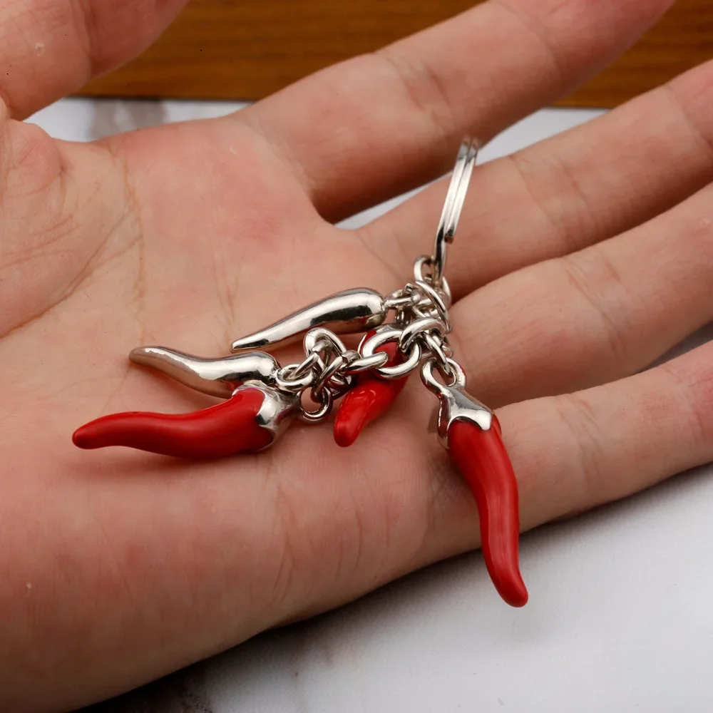 3D red pepper keychain key ring hot pepper key chain for women creative portachiavi chaveiro llaveros bag charm