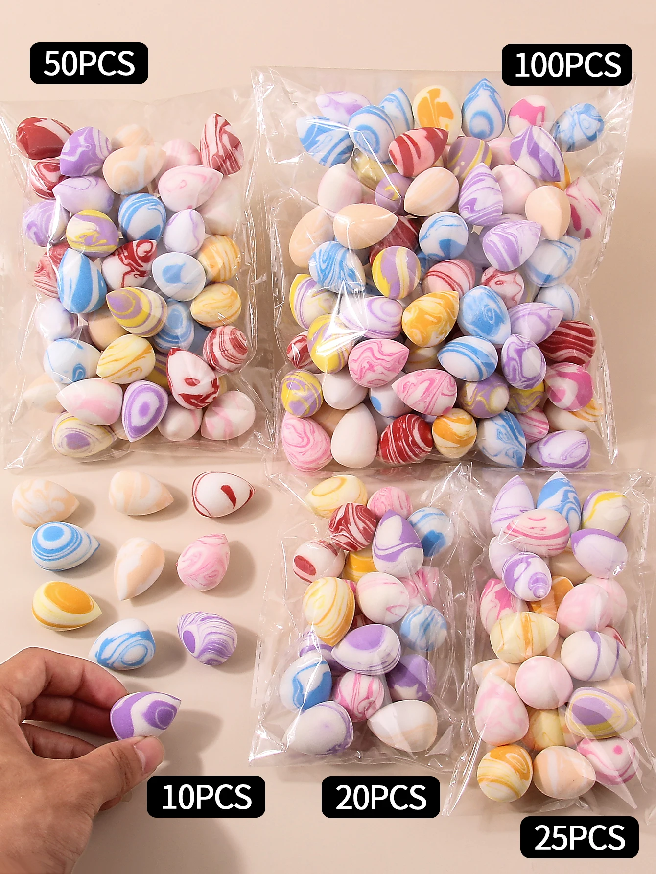 10/20/25/50/100PCS Cute Candy Makeup Sponges - Rainbow Blending Set for Foundation & Concealer, Girls Holiday Gift