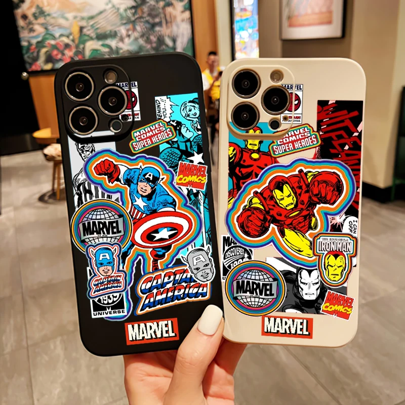 

Marvel Avengers Iron Man Phone Case For iPhone 15 14 13 12 11 Pro Max 7 8 Plus 13 12 Mini X XR XS Max Funda