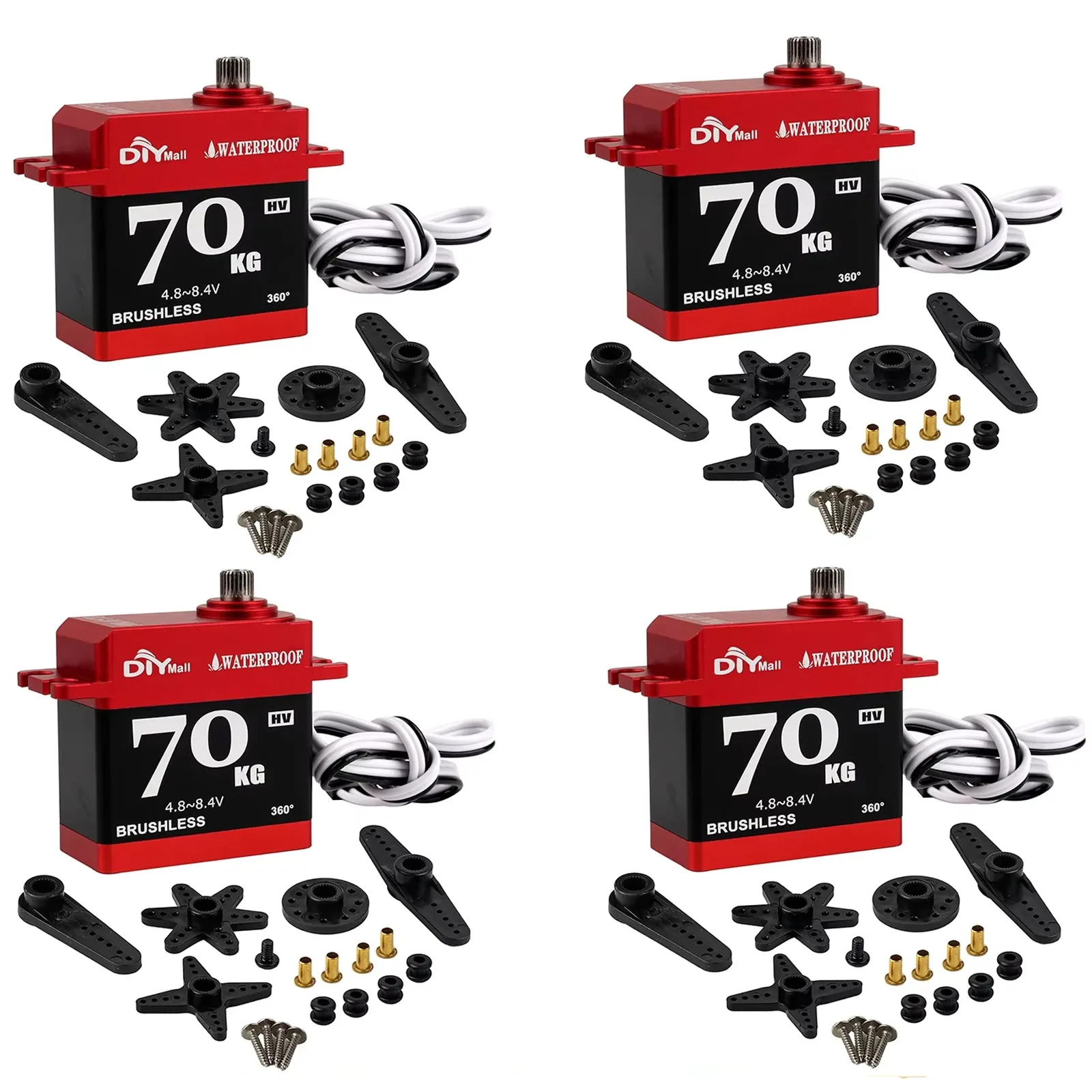 

4PCS BLS-HV70MG 70KG Digital Brushless Servo Waterproof for 1/8 1/10 RC Car Boat Robot
