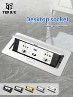 Retractable Pop-Up Floor Outlet Box with USB Ports - Desk/Office Power Socket, Flush Mount Electrical Outlet for Home & Conferen