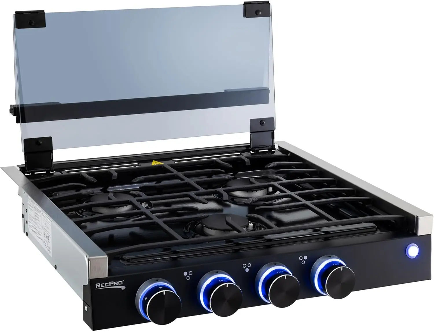 RV Built In Gas Cooktop | 2 Burner or 3 Burner | RV Cooktop Stove | 6,500 and 8,000 BTU Burners |Cover Included (Black,3-Burner)