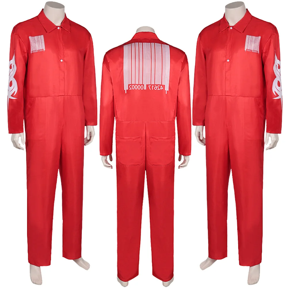 Joey Cosplay Red Jumpsuit Fancy Outfits Band Slip Cosplay Knot Costume Disguise Jumpsuit Men Halloween Roleplay Fantasia Suit