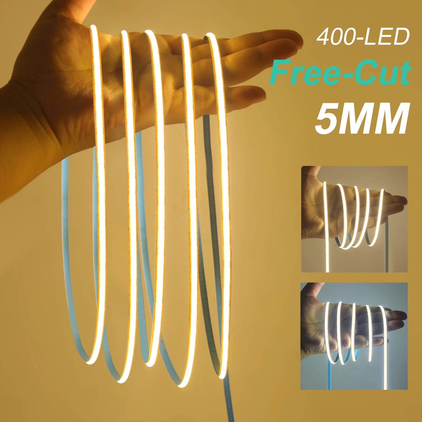 

DC 12V 24V Free Cut LED Strip PCB Width 5MM 400LEDS/M 3000K 4000K 6000K Self Adhesive Flexible Ribbon Strip Light For Home Decor