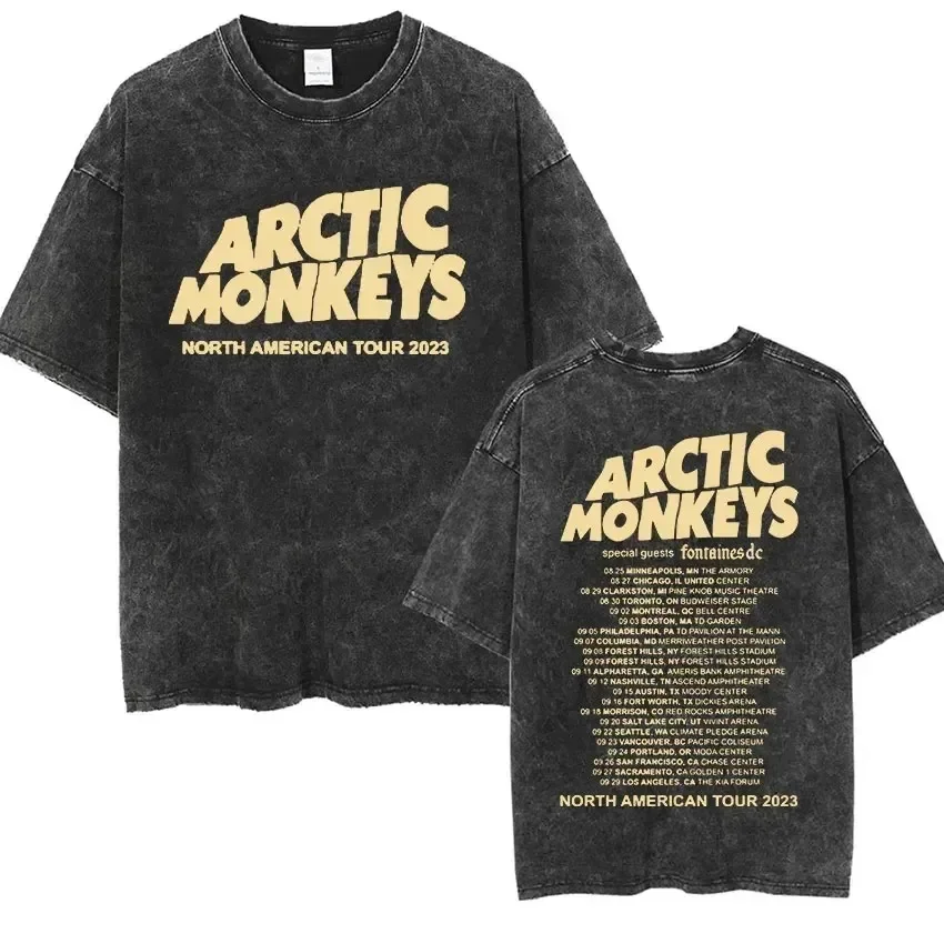 Vintage Rock Arctic Monkey Music Album Graphics T-Shrit Men and Women Vintage Washed Plus Size T-Shirt Y2k Hip Hop Streetwear