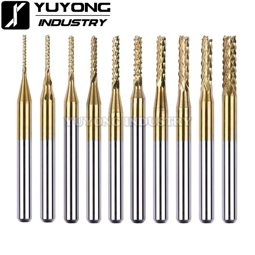 0.6-3.0mm 3.175mm Titanium Coated CNC Router Bits End Mill Cutter Mini PCB Carbide Router Bits Kit Set For Milling Tools