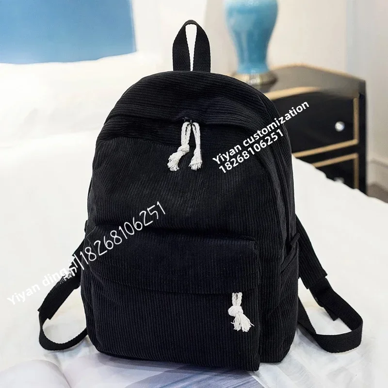 Schoolbag Female K-style Kaibo Harajuku ulzzang High School Student Personalized Corduroy Preppy Style Backpack Female Backpack