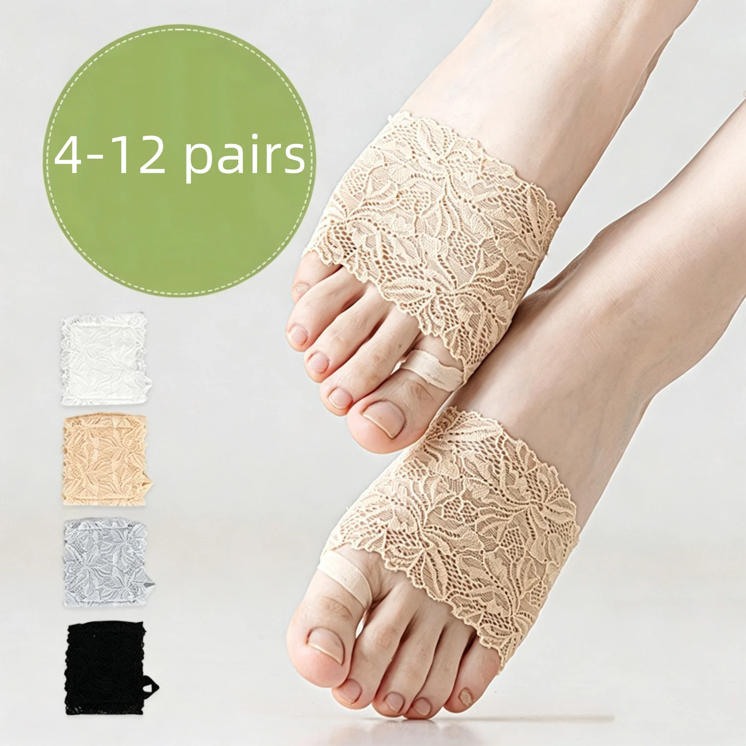 Summer delicate lace invisible socks, women's exposed toe forefoot socks, high-heeled slippers, shoes, breathable lace socks