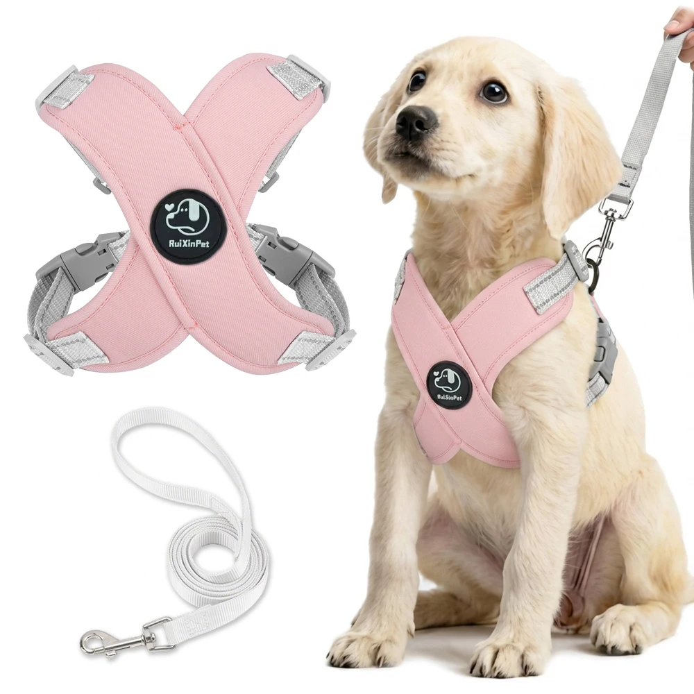Reflective Dog Vest Harness Leash Set Soft Adjustable No Pull Pet Puppy Chest Strap for Small Medium Dogs Cats Pug Daily Walking