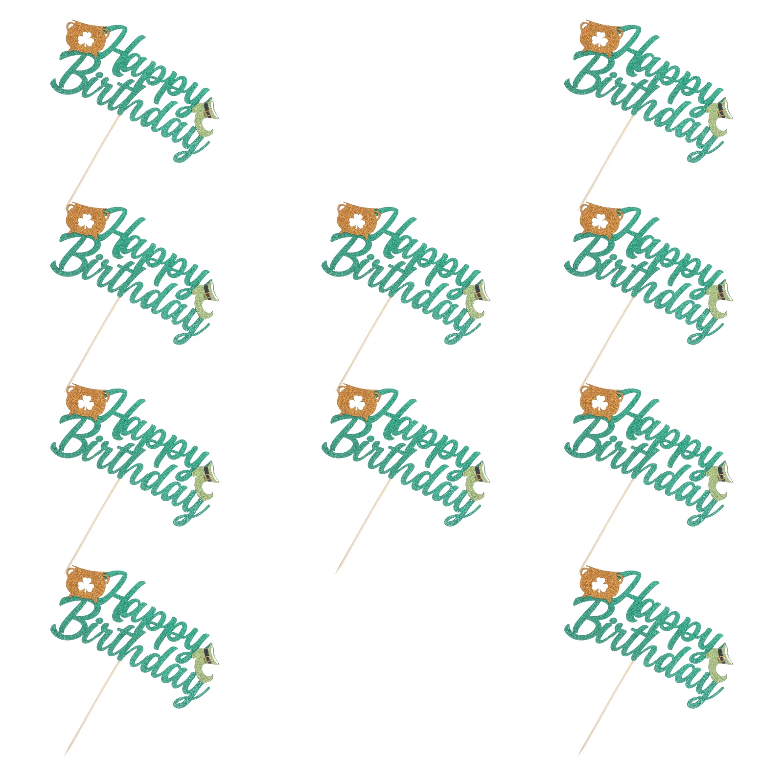 

10 Pcs Cake Insert Adornment Bamboo Paper Food Grade Safe Hygienic Patricks Day Cupcake Topper Decorative Picks Birthday