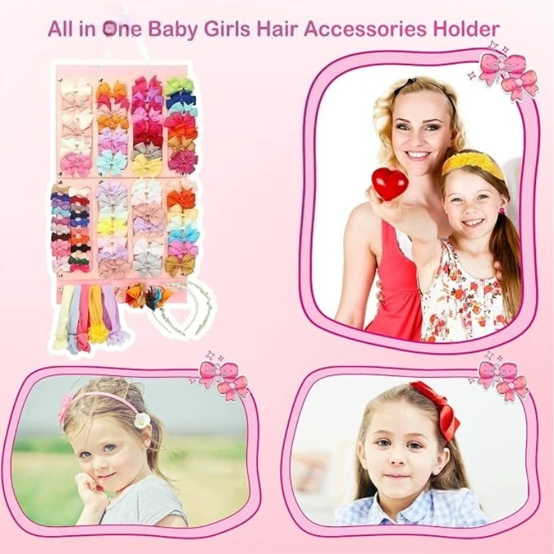 Wandmontierter Haarschmuck-Organizer Haarschleifenhalter Haarklammern Scrunchies Sonnenbrillen Uhren-Display Mädchen Kinderzimmer Deko – Detail 6