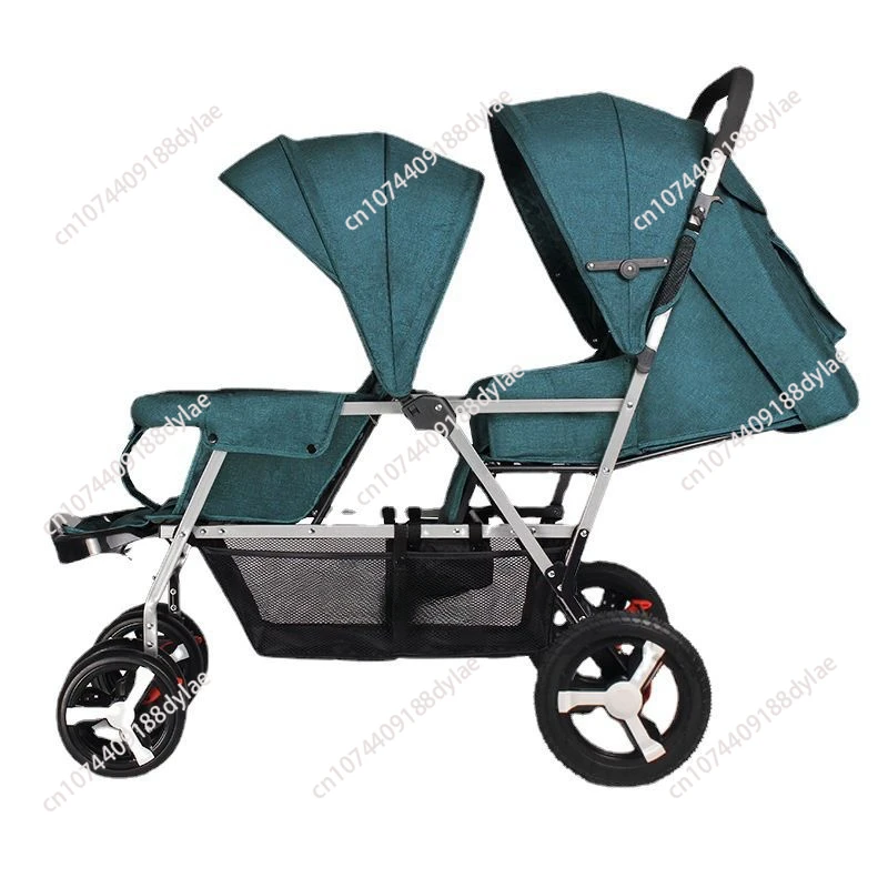 Twin baby stroller Lightweight folding can sit and lie down Double baby stroller Front and rear seats Second baby stroller