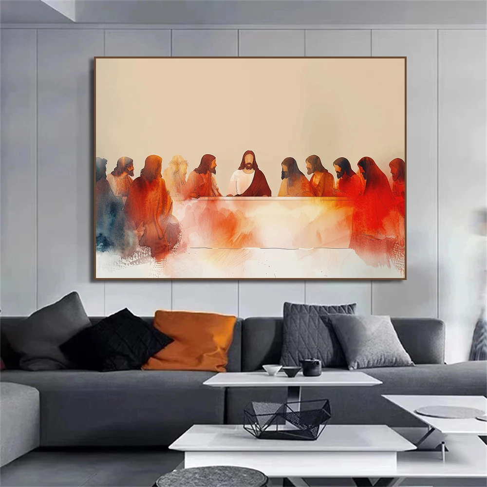 Jesus Walking on Water Poster The Last Supper Watercolor Lost Lamb Canvas Painting Print Bible Wall Art Picture Room Home Decor