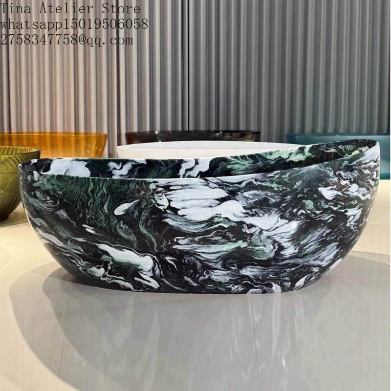 New Style Integrated Independent Bathtub With Artificial Stone and Marble Texture Featuring Insulation and Anti-slip Features
