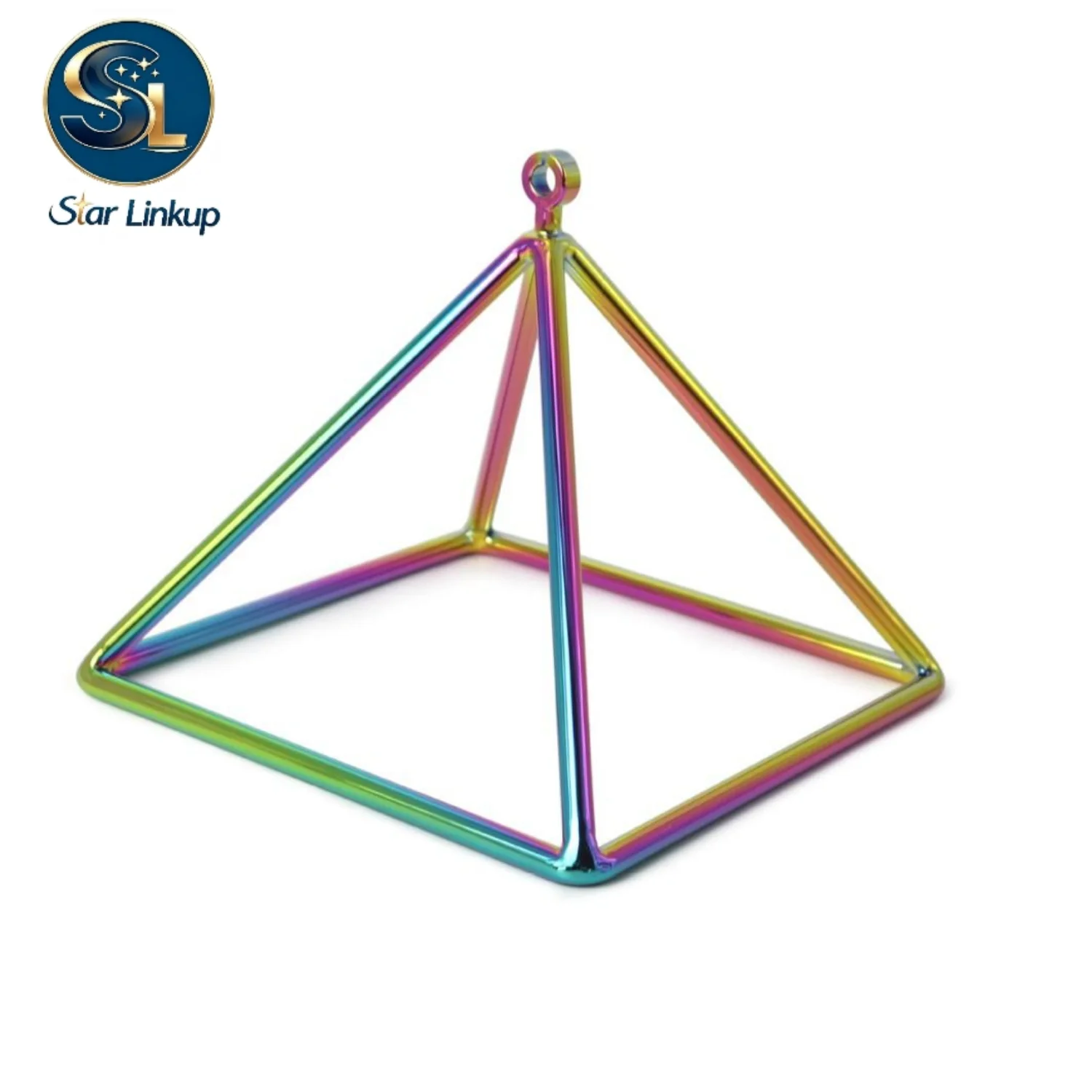 STAR LINKUP 3‑14 Inch Iridescent Quartz Crystal Singing Pyramid Triangular Tower With Mallet, Sound Healing for Yoga Meditation Sound Bath