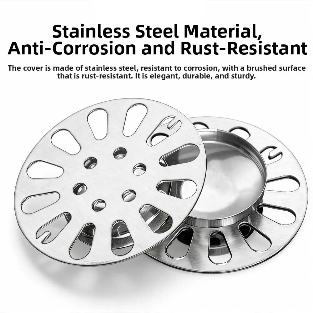 Stainless Steel Round Drain Cover Compatible with Typical Floor Drain Dimensions for Residential Drain Protection