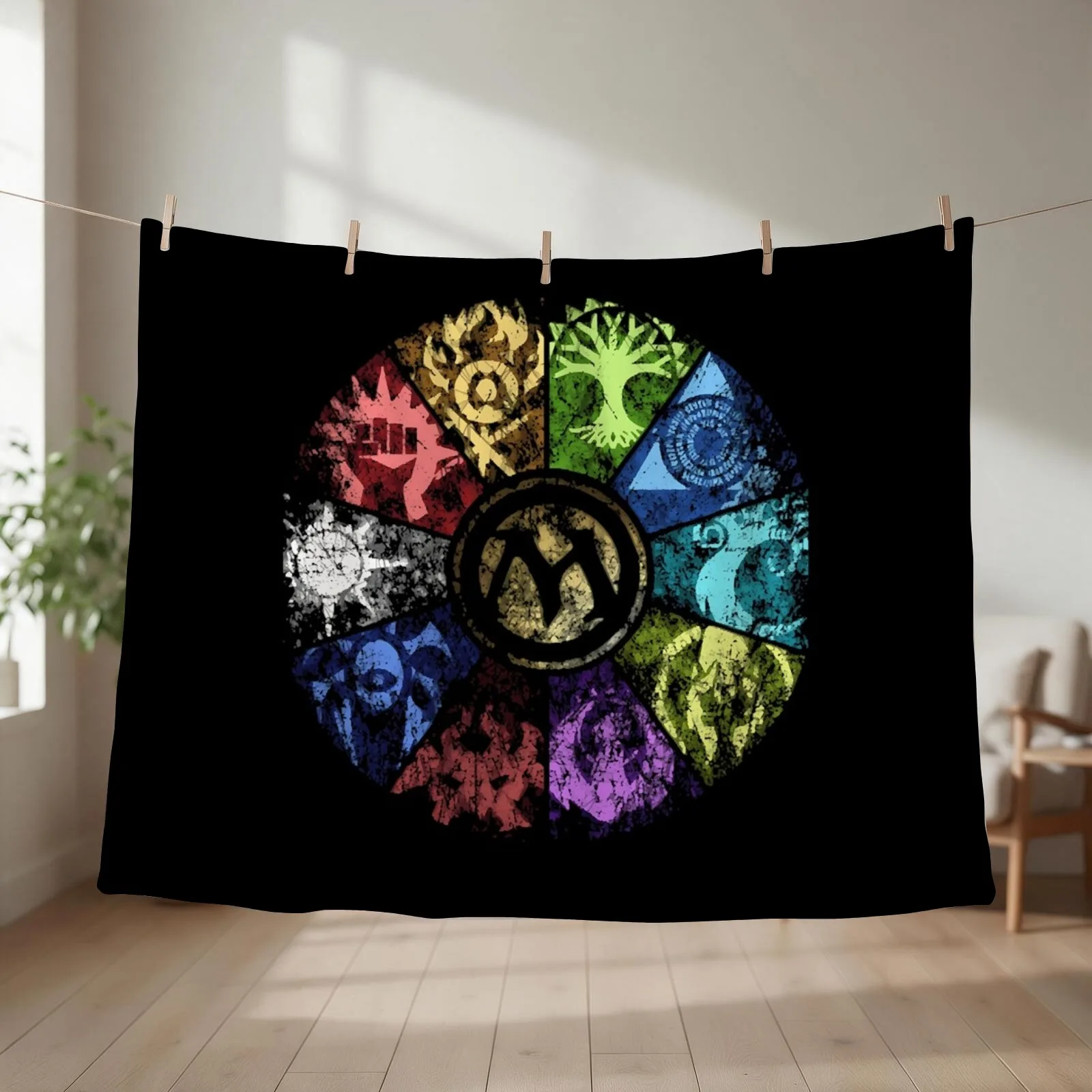 Mtg Fa.ded Gu.ild Wheel Throw Blanket Hair Retros heavy to sleep Plaid Blankets
