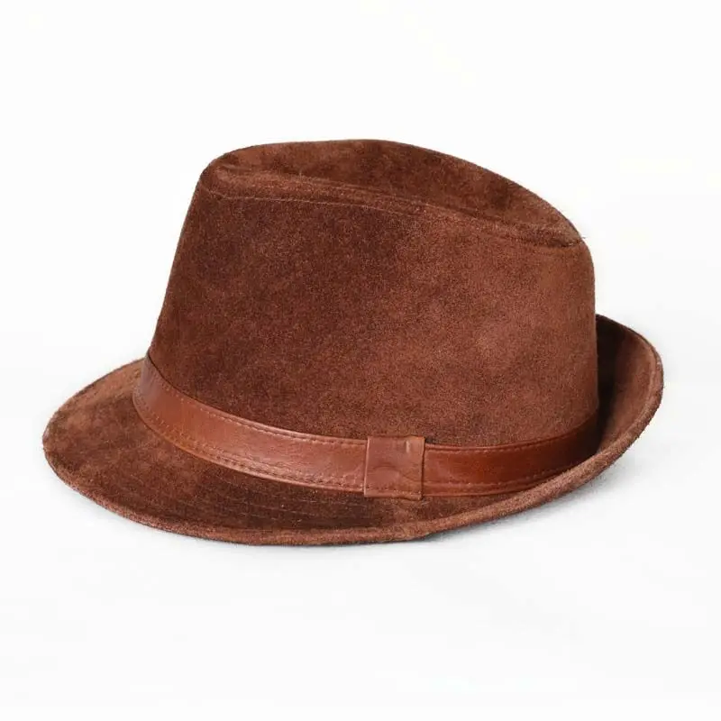 Men's top hat made of genuine leather, high-end ethnic high top hat, retro French spring and autumn, middle-aged and elderly hat