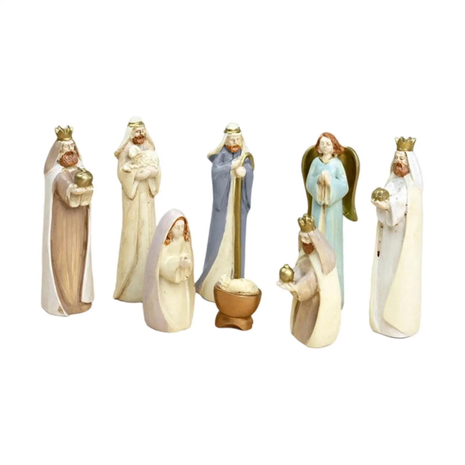 Nativity Set Figurine Collectible Tabletop Ornament Religious Home Xmas Decoration Resin Miniature Christmas Nativity Scene