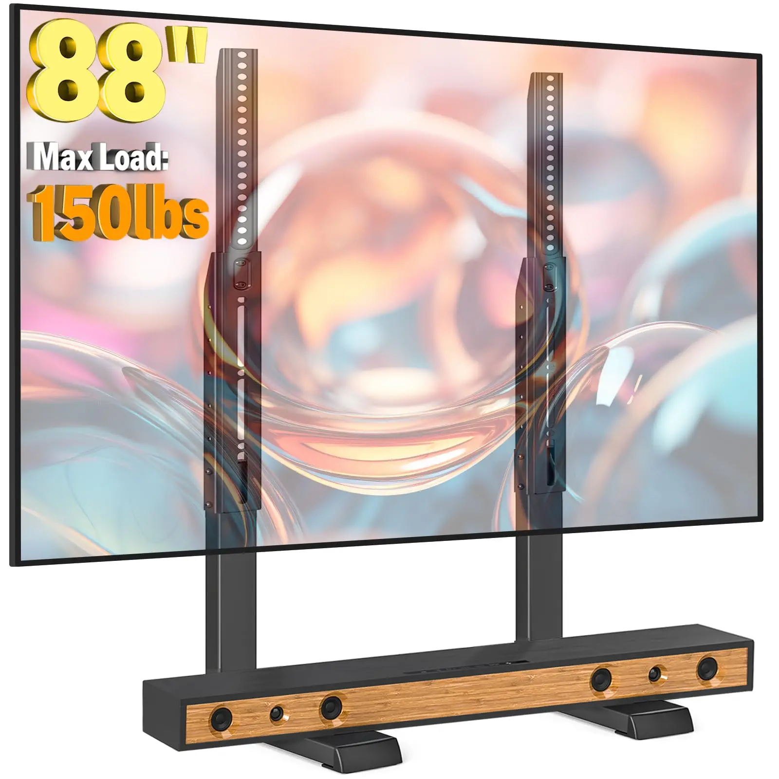 

Universal TV Stand For 35-88 Inch Flat Curved TVs Height Adjustable Up To 150 Lbs Black