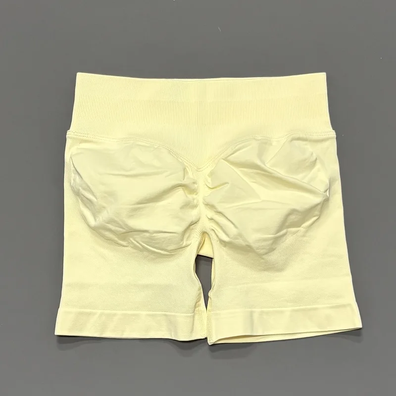 Damen Sportshorts Dehnbar Atmungsaktiv Ohne Camel-Toe-Effekt Nahtlos Po-Lifting Bauchkontrolle Hohe Taille Yoga Laufshorts