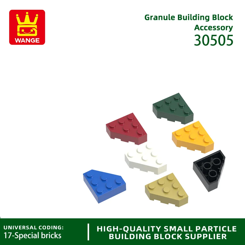 WANGE  30505  100g/48PCS 3x3 Wedge Chamfer 6holes on each side Building Blocks Moc Color Compatible with Brick DIY Toys