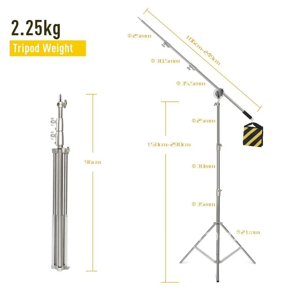 Studio Photo Telescopic Boom Arm Top Light Stand With Sandbag for Speedlite /Mini Flash Strobe /Softbox/LED Video