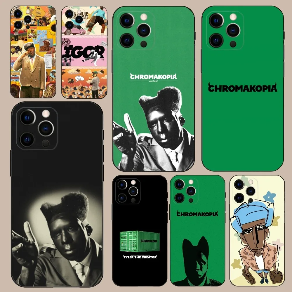 

Chromakopia T-Tyler the C-Creator Phone Case For iPhone 16,15,14,13,12,11,Pro,X,XS,Max,XR,Plus,Mini Soft Black Cover