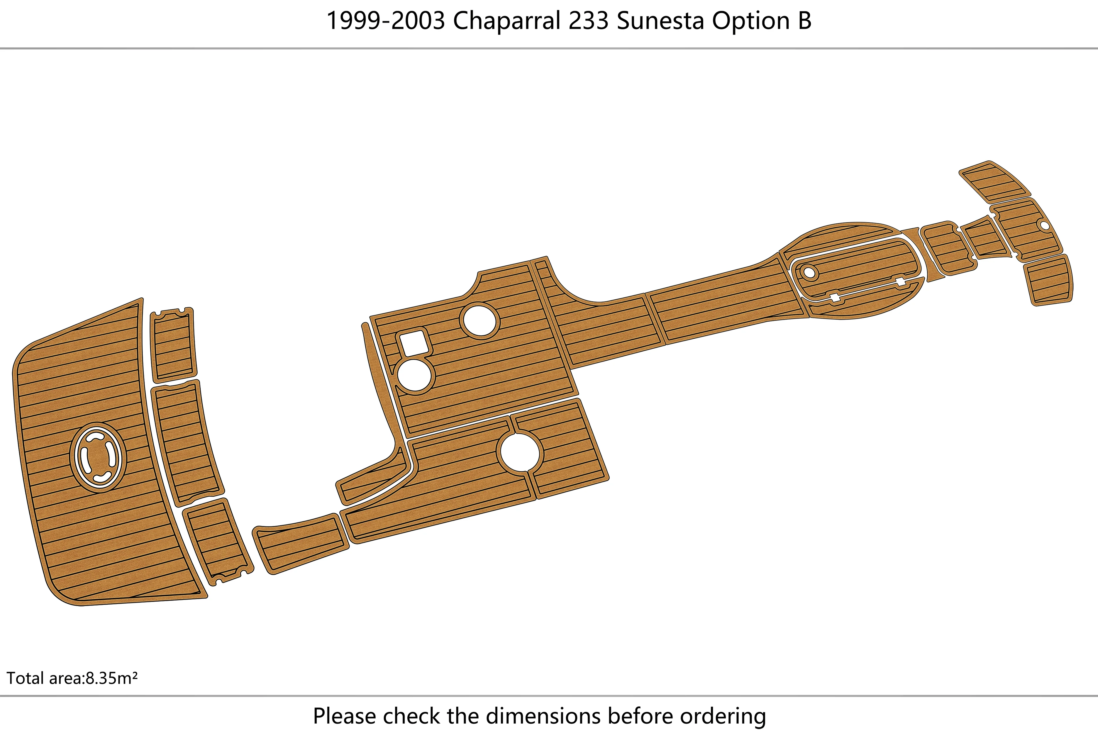 Marine Faux Teak EVA Non-Slip Mat 1999-2003 Chaparral Sunesta 233 Self-Adhesive 1/4