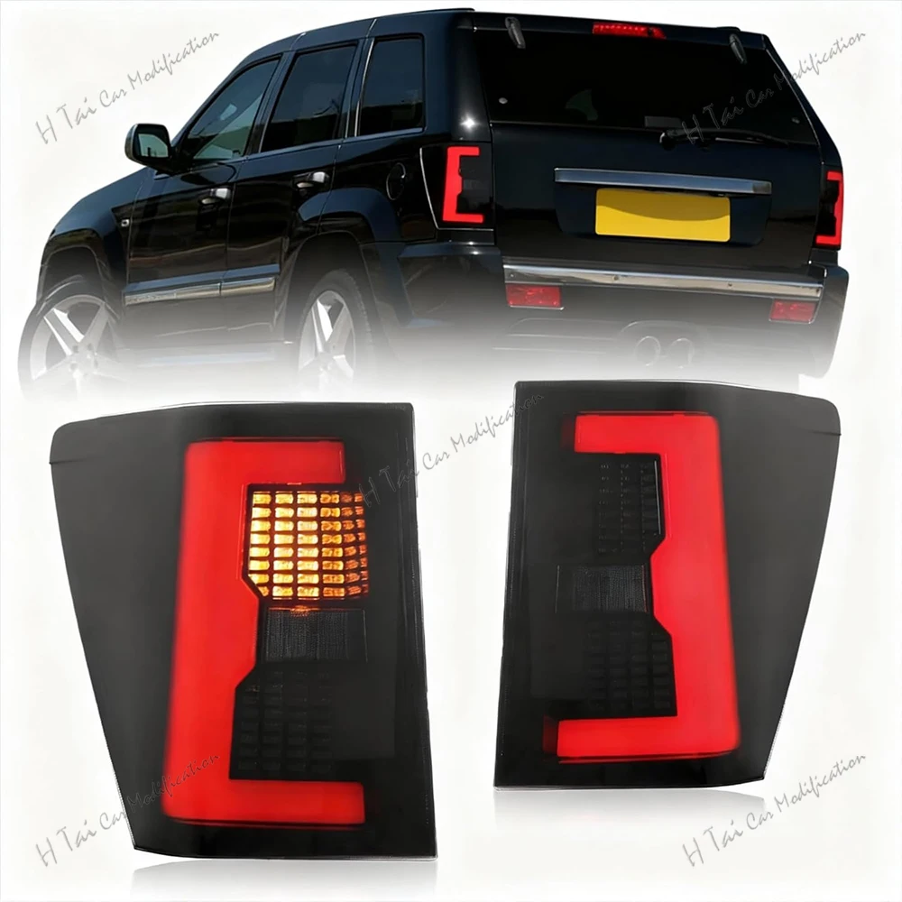 Pair LED Tail Lights For Jeep Grand Cherokee WK SRT8 2005-2010 Rear Lamps Taillights Fog Lights Turn Signal Car Light Assemblies