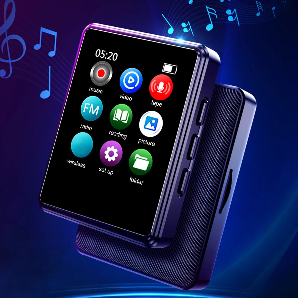 MP3/MP4 HIFI Music Player Compatible with Bluetooth Digital Audio Player Built in Speaker 128GB 1.77 Inch for Student Daily Use